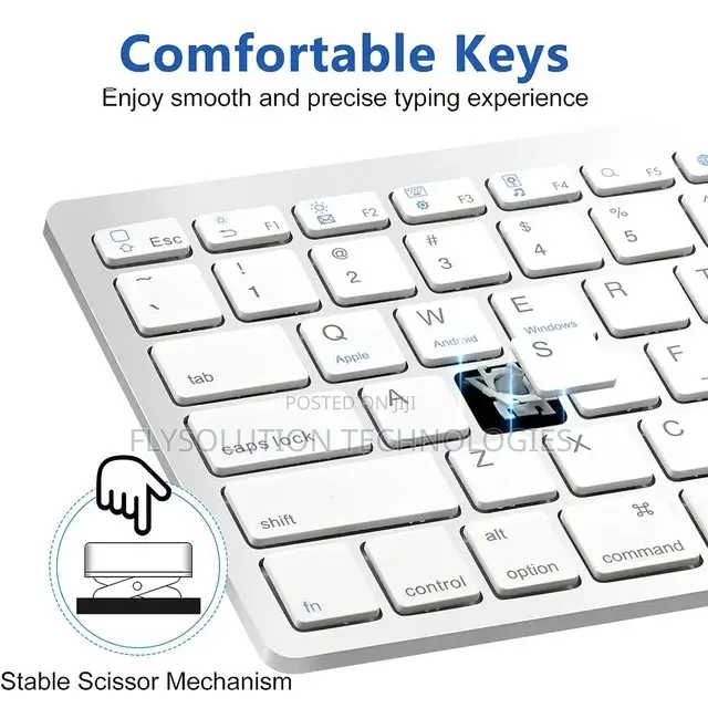Mini Bluetooth Keyboard for Tablet and Smartphone - Silver