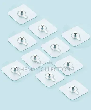 12pcs Adhesive Transparent Wall Hook With Pin