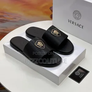 Original Versace Leather Slippers Available in Store