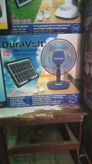 Original Dura Volt 12inhc Rechargeable Table Fan With Panel