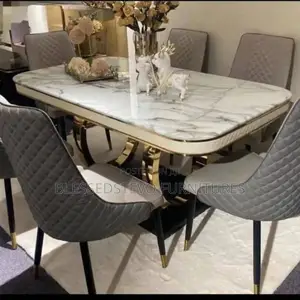 Ring Leg Marble Dining Table Ash Color