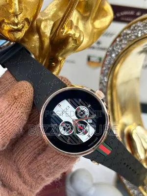Original Gucci Chronograph Black Rubber Strap Watch