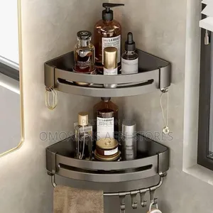 Black Plastic Wall Mount Bathroom Storage Organizer