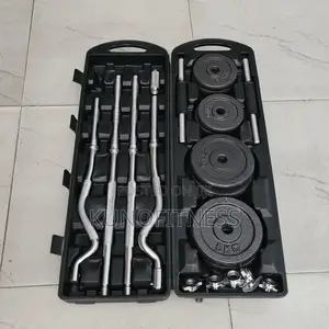 New 55kg Weight Set Includes Ez Bar Dumbbell Barbell Rod