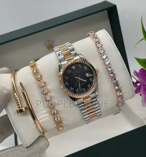 Rolex Female Watch and Bracelets Set