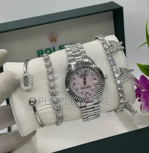 Rolex Female~Watch Bracelets~.Set Silver