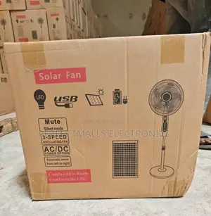16" Solar AC/DC Rechargeable Standing Fan With Panel