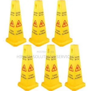 Yellow Caution Wet Floor Cone-shaped Sign