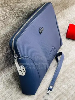 Original Lacoste Zip Blue Leather Handbag in Store Now