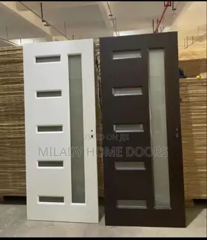 3ft Wooden Door With Glass (White and Brown)