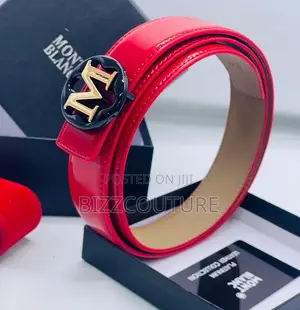 Original Mont Blanc Red, Blue Leather Belt