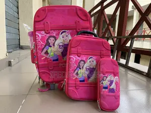 4n1 Carton Character Pink Kids Trolley Back Pack