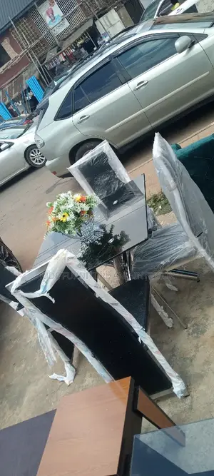 Foreign Glass Dinning With Marble Chair