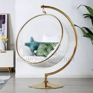 Acrylic Accent Swing Chair With Gold Metal Base