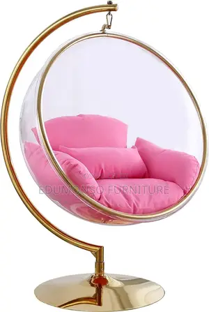 Acrylic Accent Swing Chair With Gold Metal Base