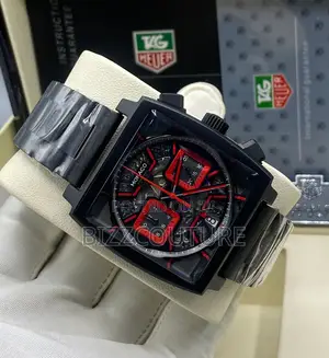 Original Monaco Chronograph Black Silver Chain Watch