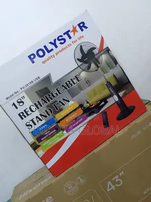 Quality Polystar (PV-3018BUSB)18"Standing Fan -Rechargeabl