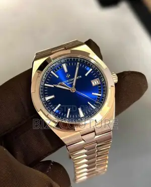 Original Vacheron Constantin Blue Dail Rose Gold Chain Watch