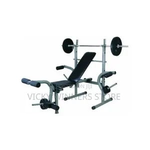 Weight Bench With Barbell And 20kg Weight Plates