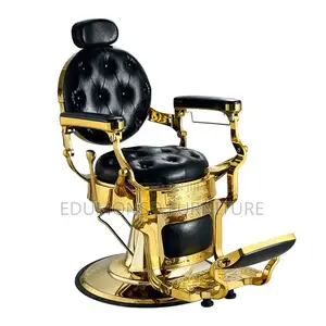 Saloon Luxury Black and Gold Vintage Barber Chair
