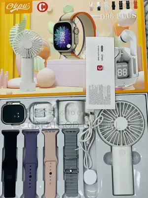 D96 Plus Smartwatch With Hand Fan and Airdrop Set