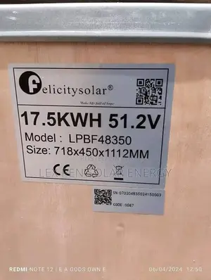 17.5kwh 52.1v Felicity Lithium Ion Battery Available
