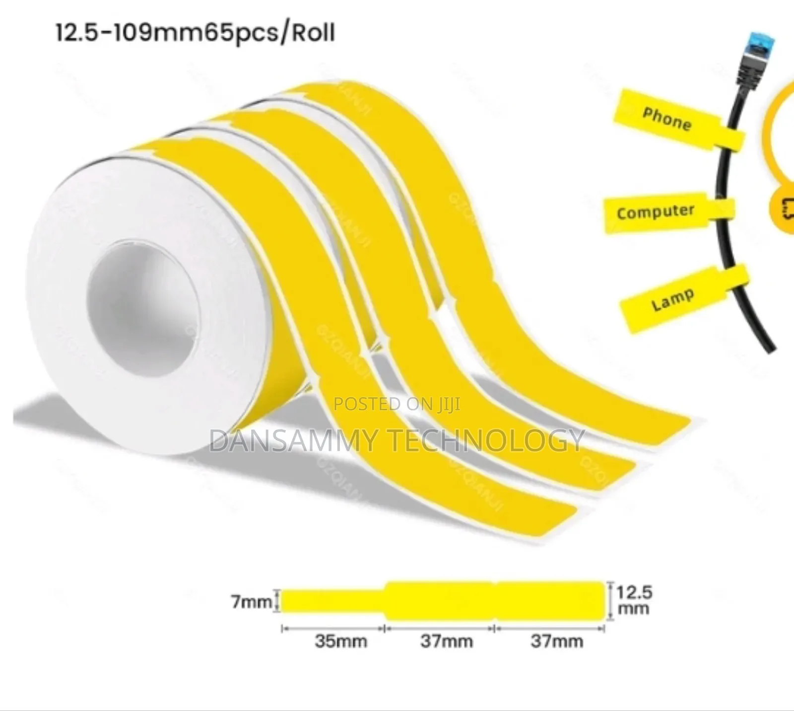 Yellow Cable Ring Label