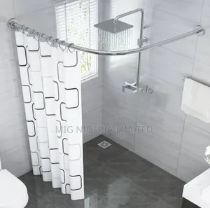 Curve Shape,C Shape Shower Curtain Rod 90cmx90cm 2pc Pack