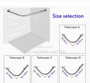 Curve Shape,C Shape Shower Curtain Rod 90cmx90cm 2pc Pack