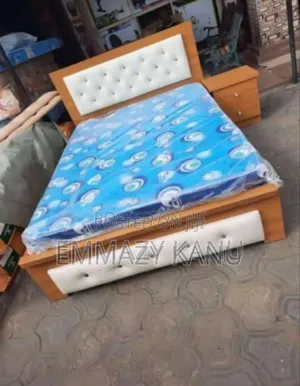 4 And Half By6 Wooden Bedframe With Mattress And Drawer