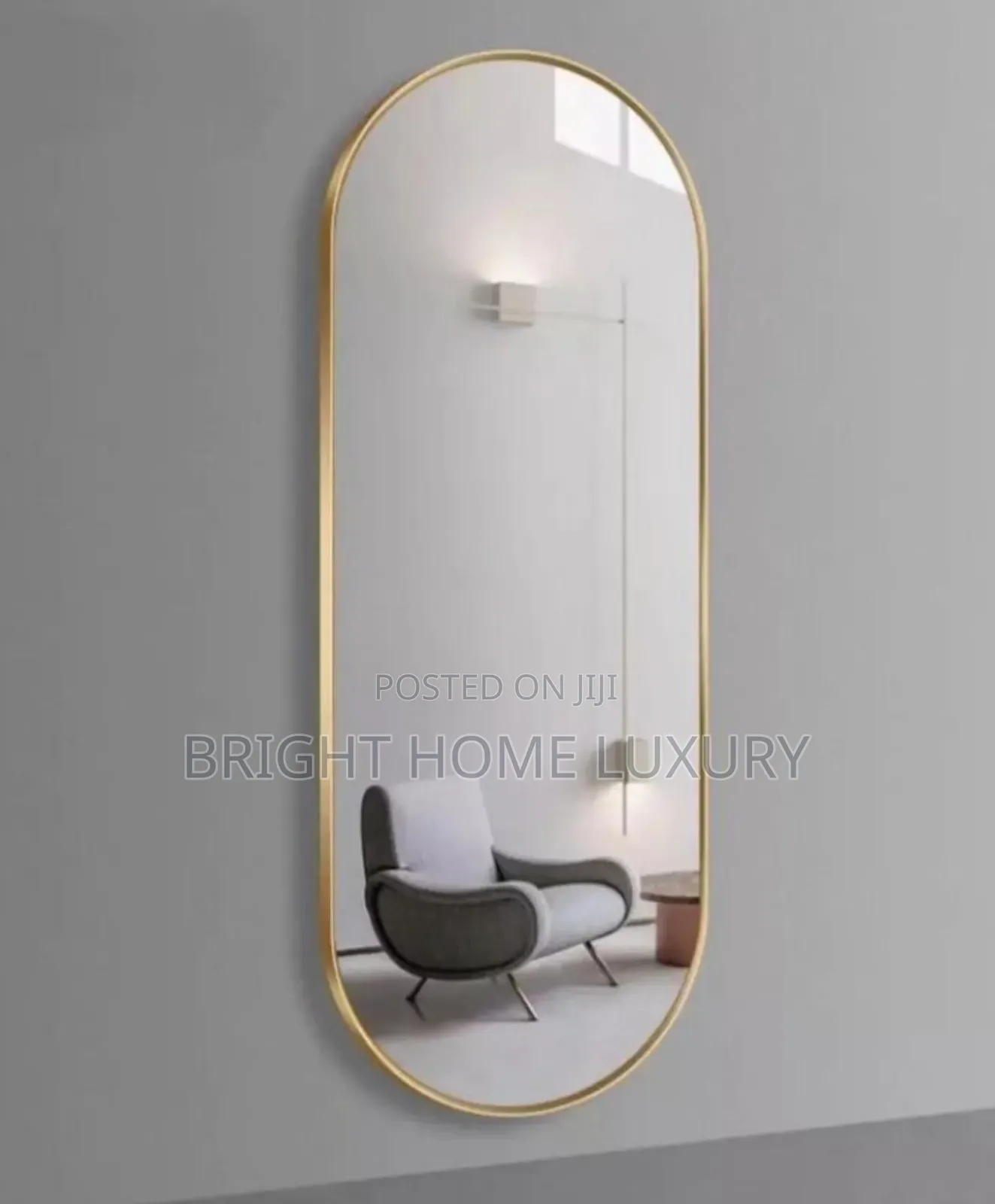 Gold Frame Wall Mounted Long Mirror
