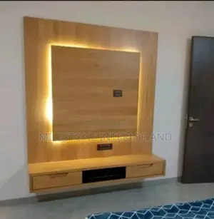 High Quality Suspended Tv Panel With Console and Led Lights