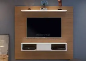 Simple Segmented Bachelor's Tv Panel With Suspended Console