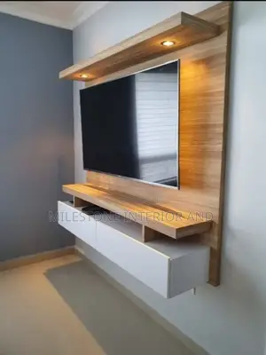 Simple American Type Tv Stand With Led Lights and Console