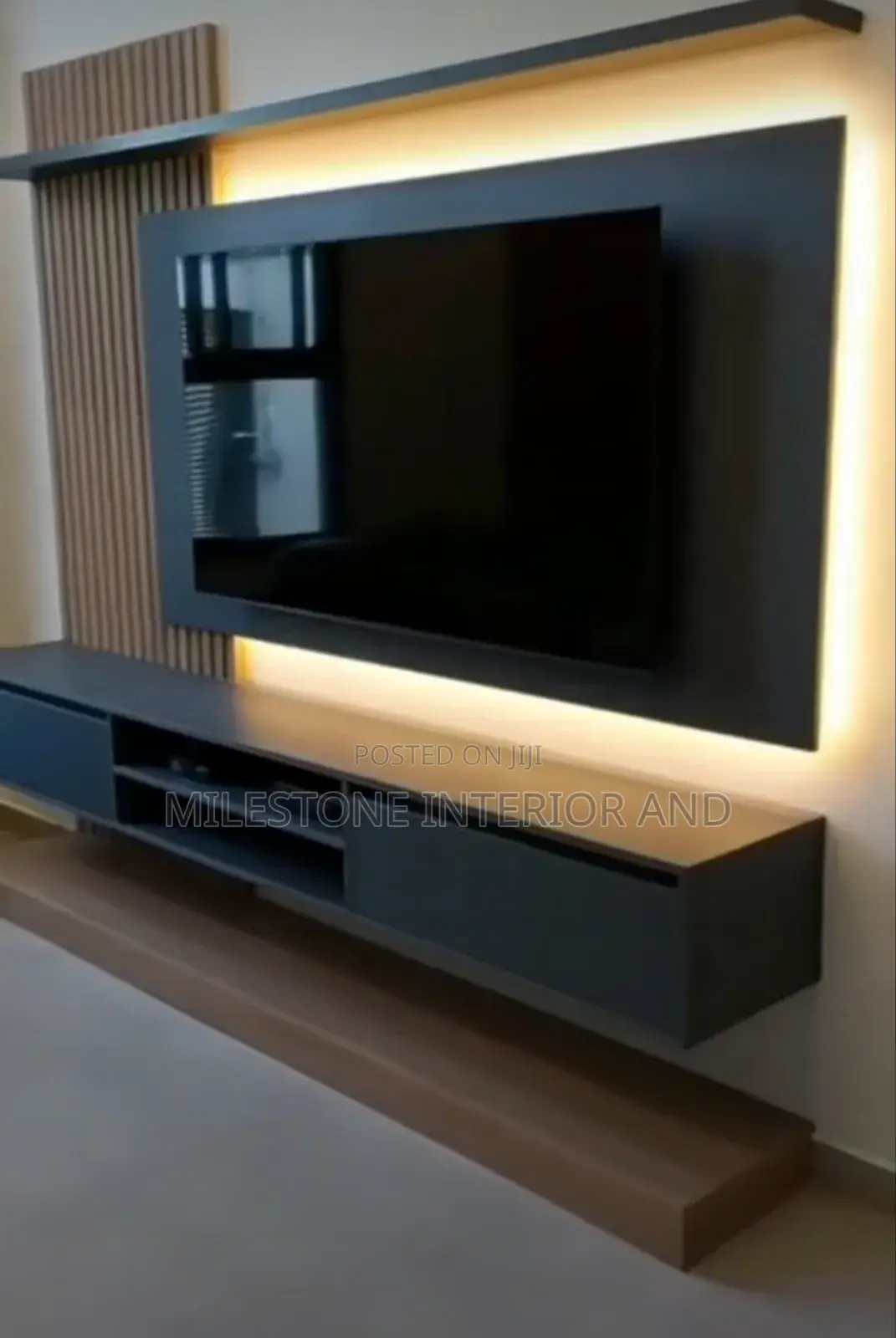 Wall Panel With Defined Background Lights and Console