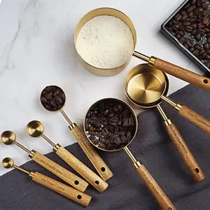 Gold Measuring Spoon With Wooding Handle
