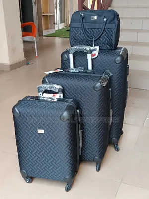 Set of 4 Black Designer Travelling Luggage Boxes