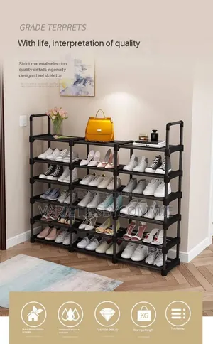 6 Layers By 3 Column Steel Shoe Rack