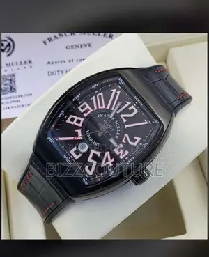 Original FRANCK Muller Geneve Vanguard Black Leather Watch