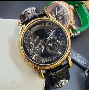 Original PATEK PHILIPPE Mechanical Black Leather Watch