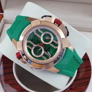 Original Jacob and Co Geneve Chronograph Green Rubber Watch