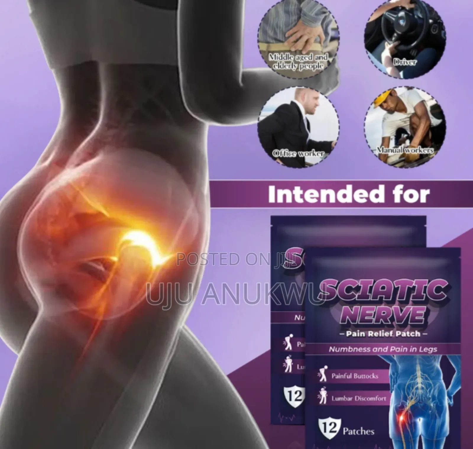 Sciatica Nerve Pain, Lower Back, Hip Relief Patch