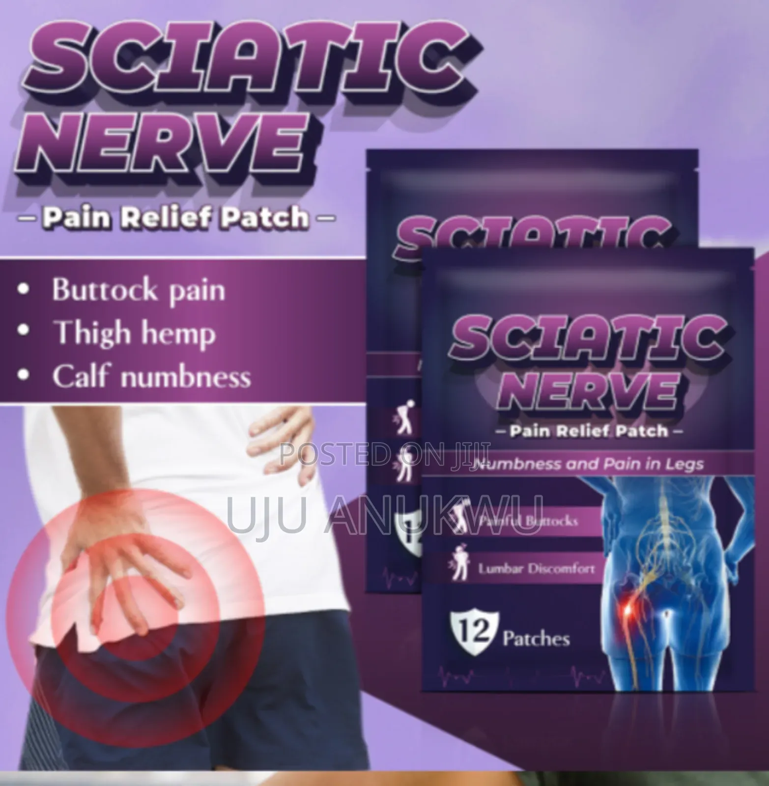 Sciatica Nerve Pain, Lower Back, Hip Relief Patch