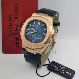 Original PATEK PHILIPPE Chronograph Black Leather Watch