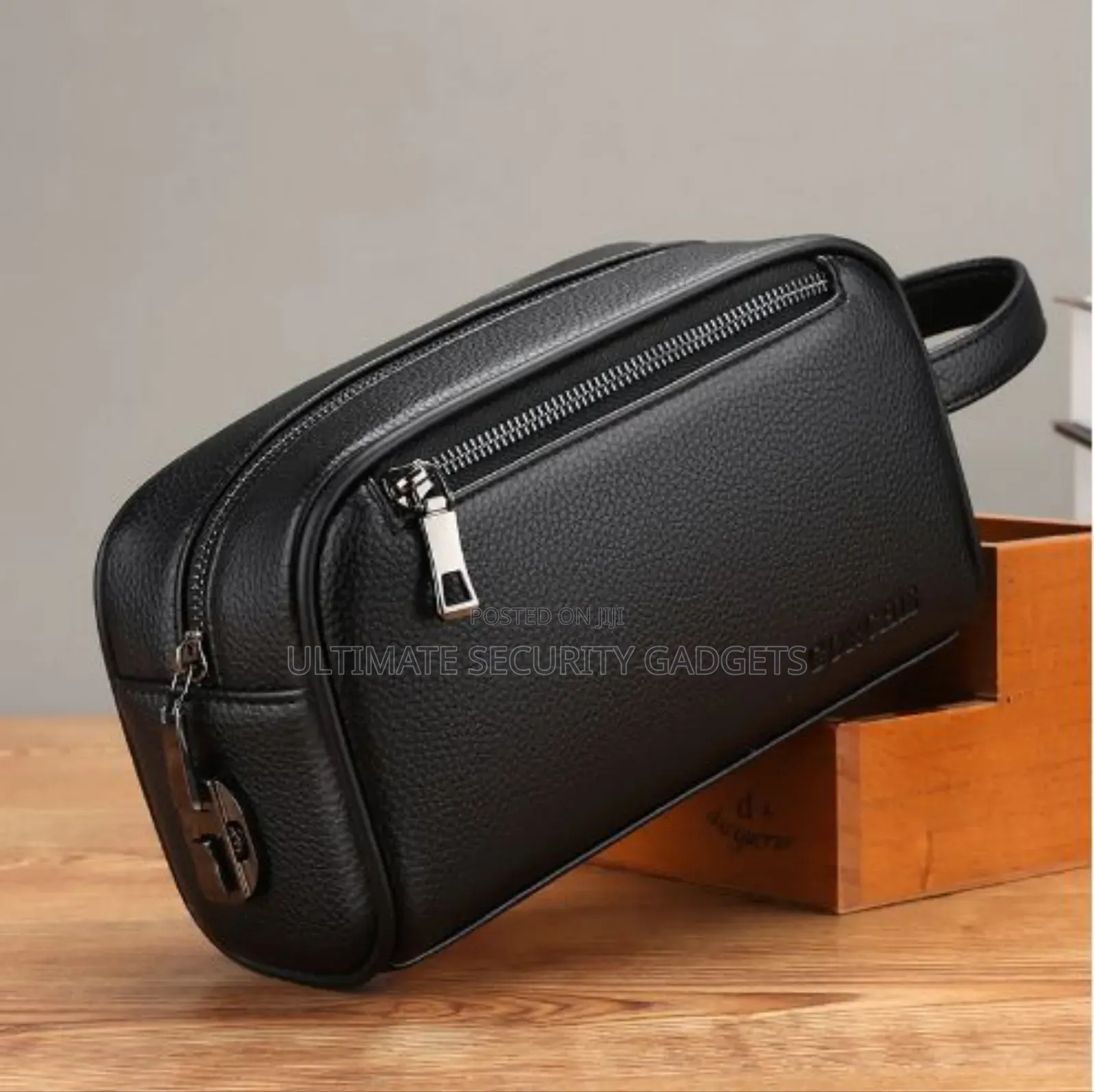 Men Leather Handbag With Security Lock