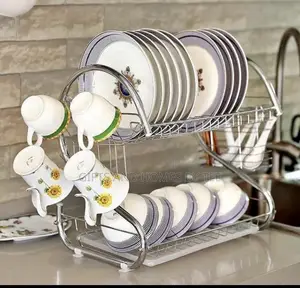 Stainless Steel Plate Rack With Cup and Spoon Holder