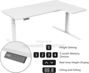 L Shaped Electric Adjustable Height Desk 140x60x75