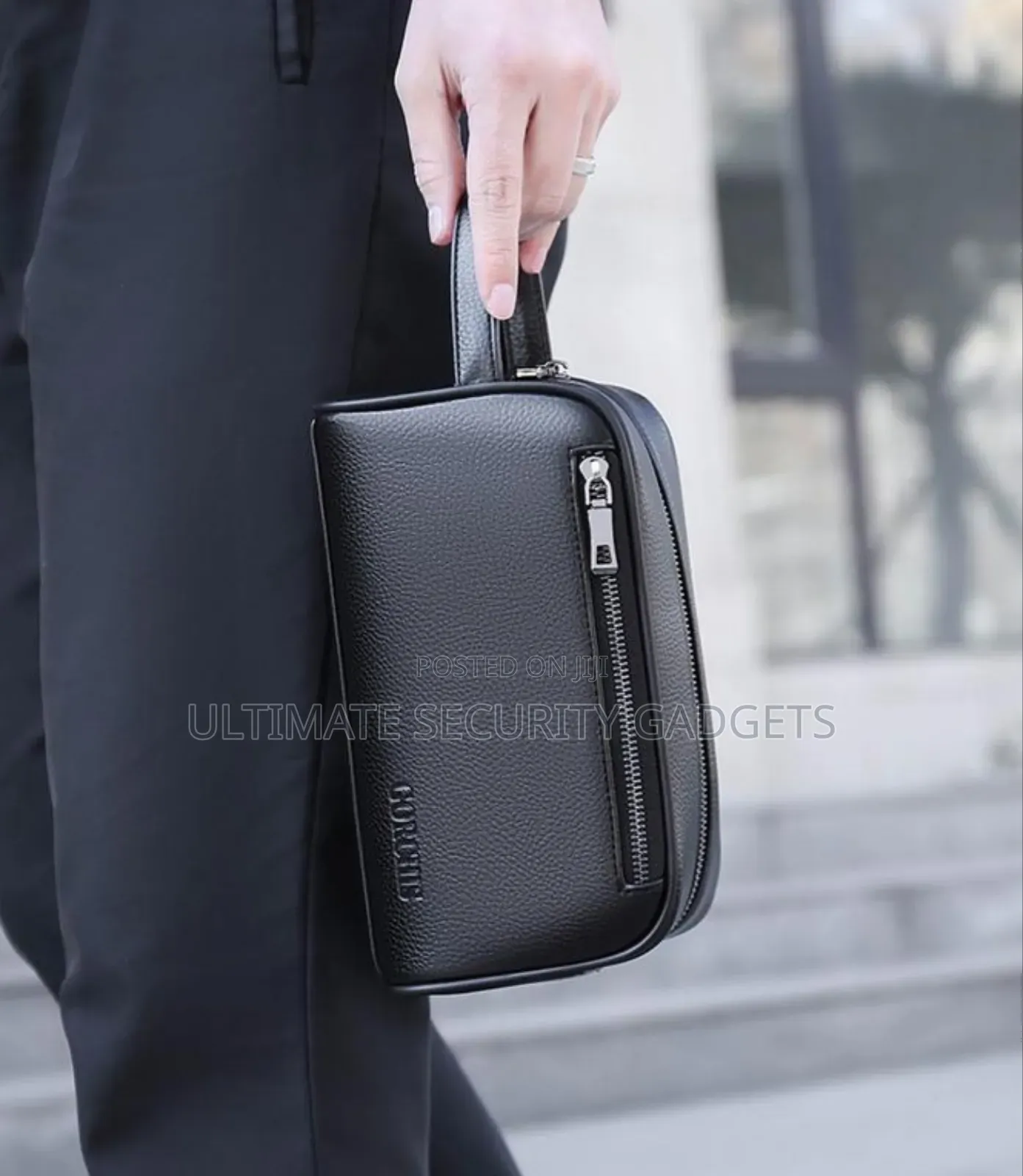 Men Leather Handbag With Security Lock