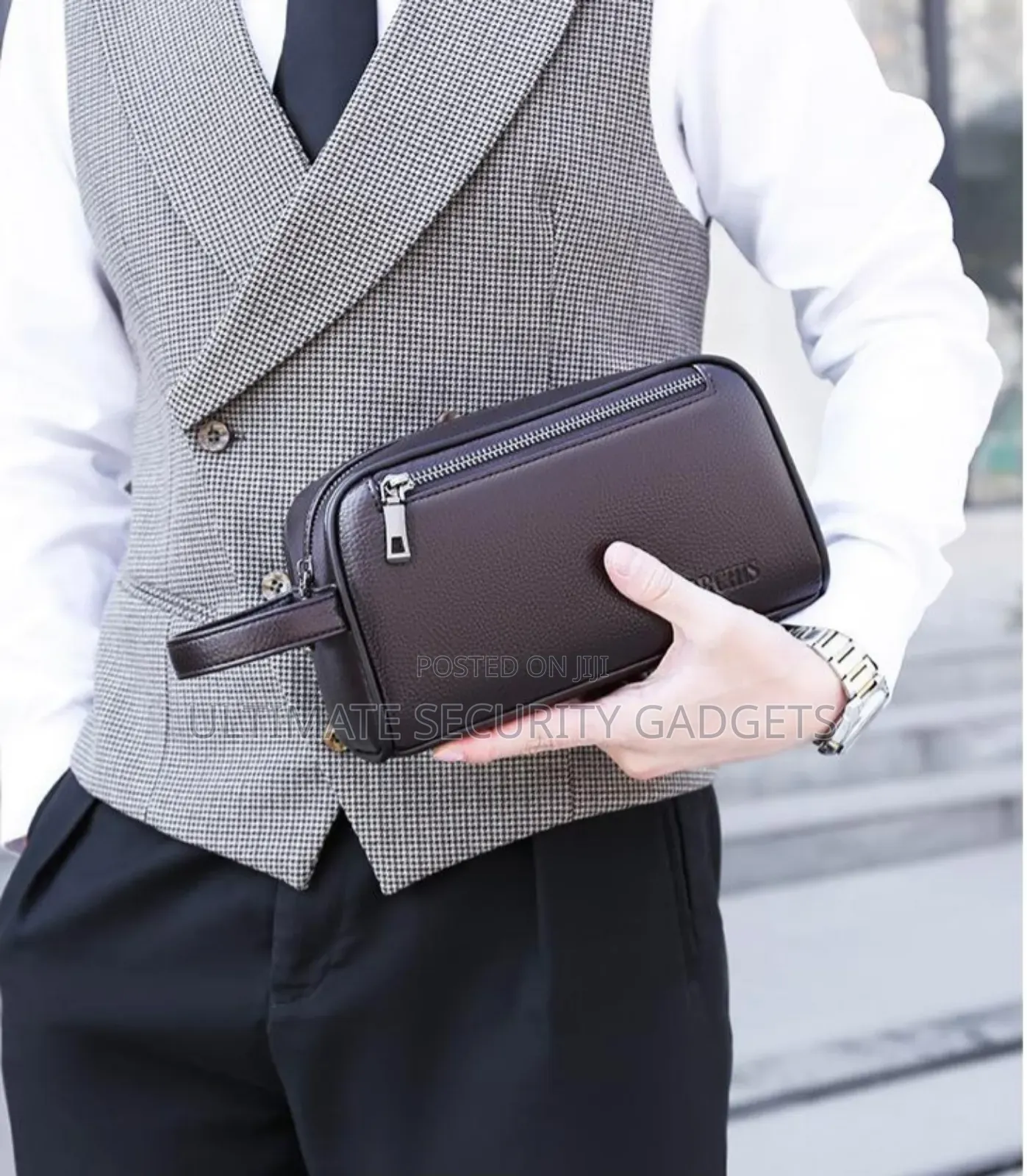Men Leather Handbag With Security Lock