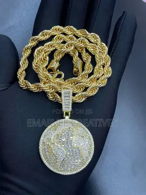 Round Cross Pendant Necklace Full Hip Hop Punk Cuban Chain